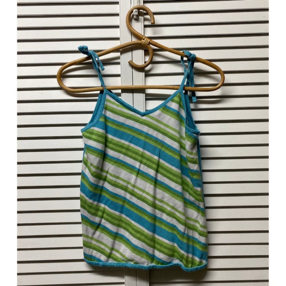Vintage Target Blue and Green Striped Tie Tank Top